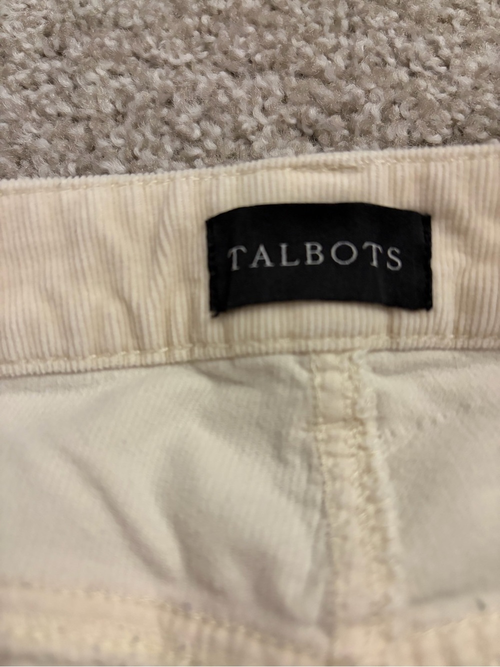 Talbots Cream Corduroy Waistband Pants - Picture 3 of 5